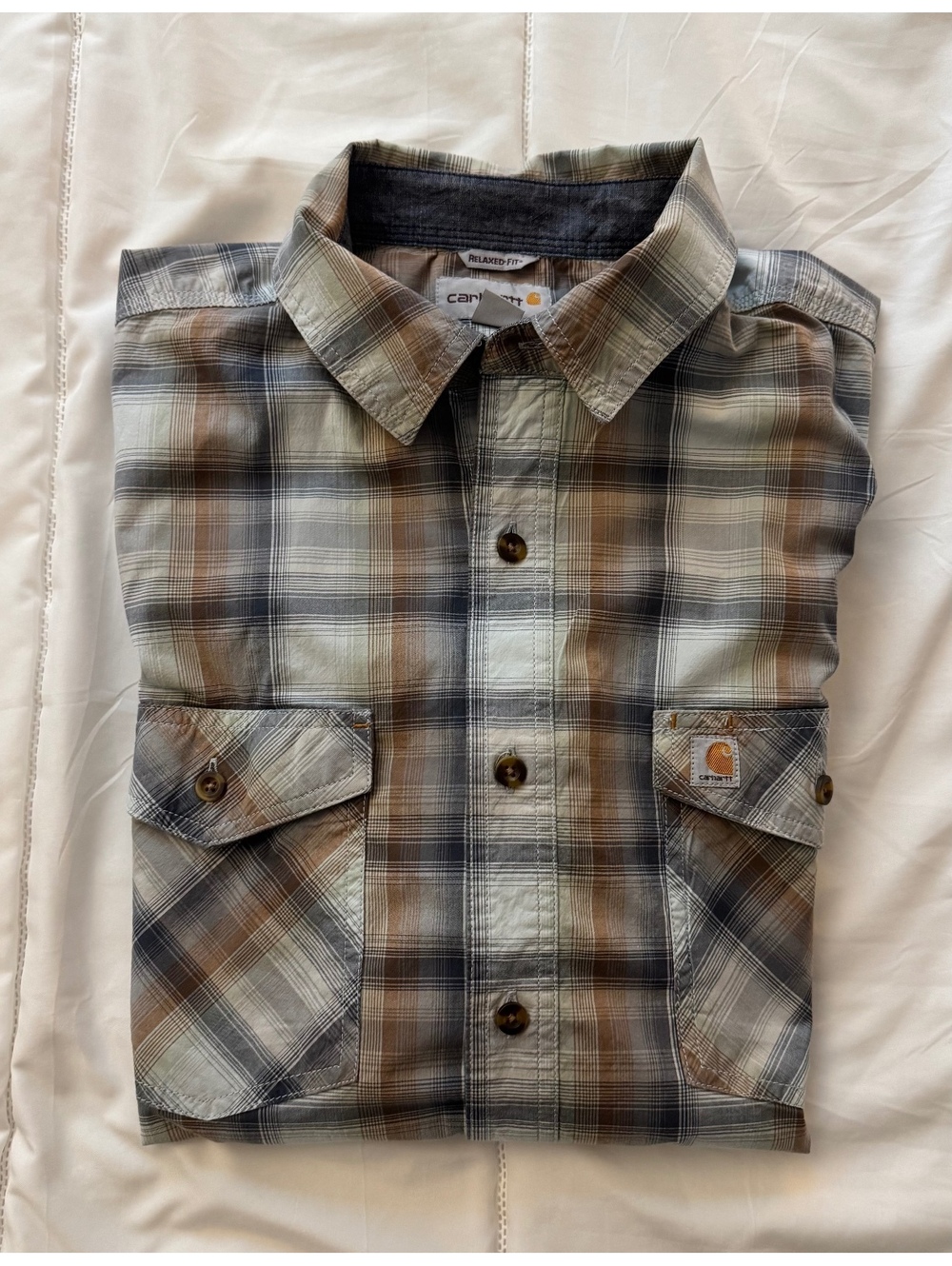 Carhartt Men's Relaxed Fit Short Sleeve Plaid Shirt Regular Size